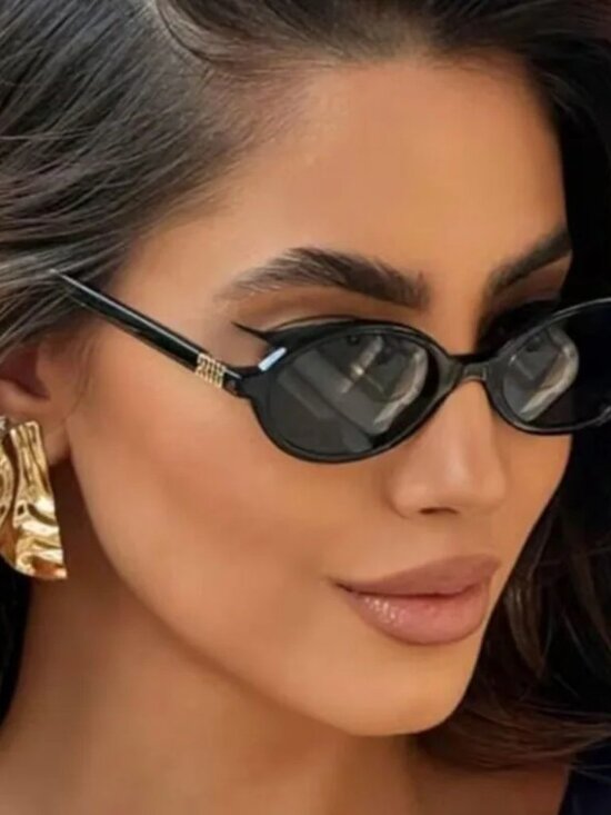 NEW MIU MIU OVAL SUNGLASSES SMU 04Z 1AB5S0 BLACK MU04ZS WOMEN MU 04ZS 1AB5S0